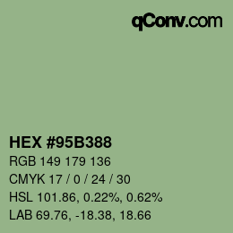 カラーコード: HEX #95B388 | qconv.com