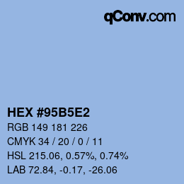 Farbcode: HEX #95B5E2 | qconv.com