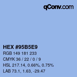 カラーコード: HEX #95B5E9 | qconv.com