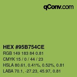 Farbcode: HEX #95B754CE | qconv.com