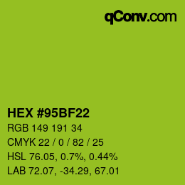 Color code: HEX #95BF22 | qconv.com