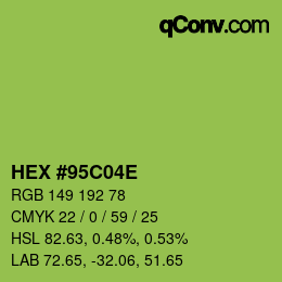 Color code: HEX #95C04E | qconv.com