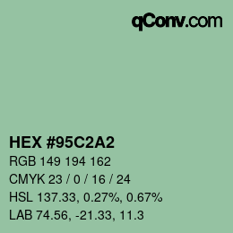 Código de color: HEX #95C2A2 | qconv.com