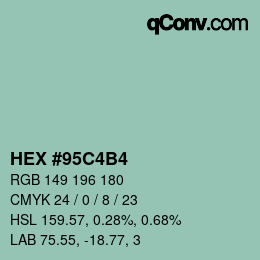Color code: HEX #95C4B4 | qconv.com