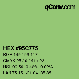 Código de color: HEX #95C775 | qconv.com