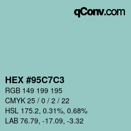 Farbcode: HEX #95C7C3 | qconv.com