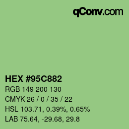 Farbcode: HEX #95C882 | qconv.com