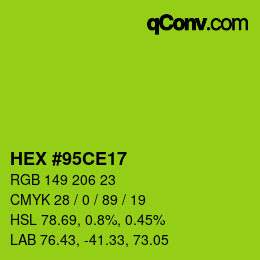 Color code: HEX #95CE17 | qconv.com