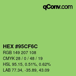 Color code: HEX #95CF6C | qconv.com