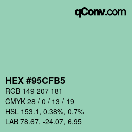 カラーコード: HEX #95CFB5 | qconv.com