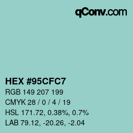 Color code: HEX #95CFC7 | qconv.com