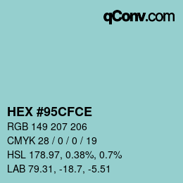 カラーコード: HEX #95CFCE | qconv.com