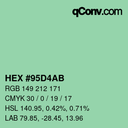 カラーコード: HEX #95D4AB | qconv.com