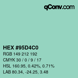 Color code: HEX #95D4C0 | qconv.com