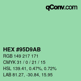 Color code: HEX #95D9AB | qconv.com