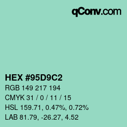 Farbcode: HEX #95D9C2 | qconv.com