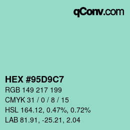 Color code: HEX #95D9C7 | qconv.com