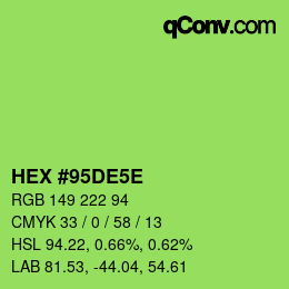 Color code: HEX #95DE5E | qconv.com