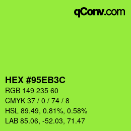 Color code: HEX #95EB3C | qconv.com