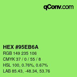 Color code: HEX #95EB6A | qconv.com