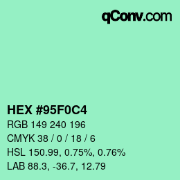 Código de color: HEX #95F0C4 | qconv.com
