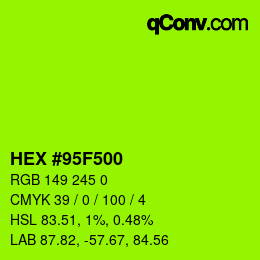Color code: HEX #95F500 | qconv.com