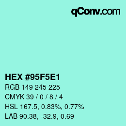 Color code: HEX #95F5E1 | qconv.com