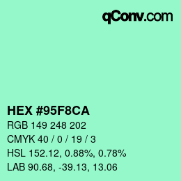 Color code: HEX #95F8CA | qconv.com