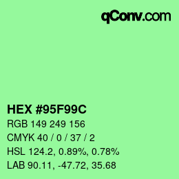 颜色代码: HEX #95F99C | qconv.com