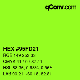 颜色代码: HEX #95FD21 | qconv.com