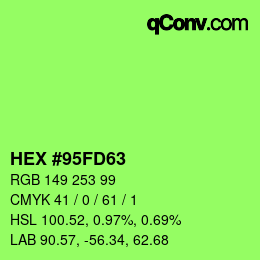 カラーコード: HEX #95FD63 | qconv.com