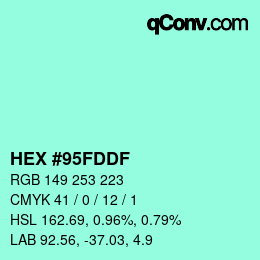 Color code: HEX #95FDDF | qconv.com