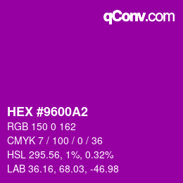 颜色代码: HEX #9600A2 | qconv.com