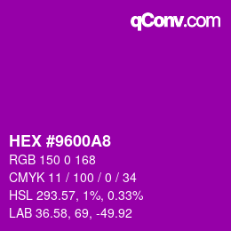 Color code: HEX #9600A8 | qconv.com