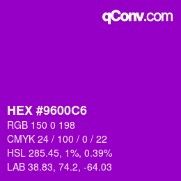 Color code: HEX #9600C6 | qconv.com