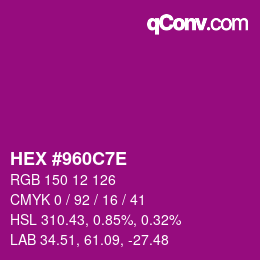 Color code: HEX #960C7E | qconv.com