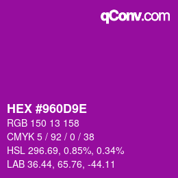 Color code: HEX #960D9E | qconv.com