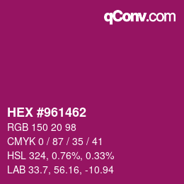 カラーコード: HEX #961462 | qconv.com
