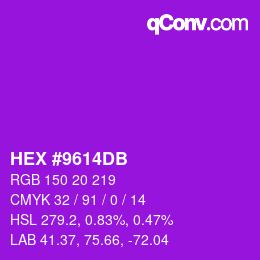 颜色代码: HEX #9614DB | qconv.com