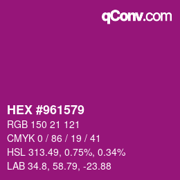 颜色代码: HEX #961579 | qconv.com
