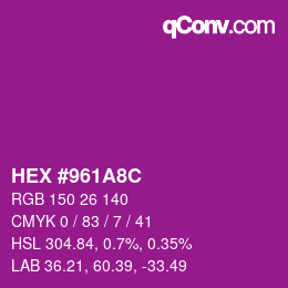 Color code: HEX #961A8C | qconv.com