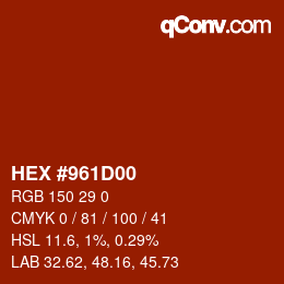 Color code: HEX #961D00 | qconv.com