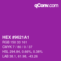 Color code: HEX #9621A1 | qconv.com