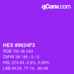 Color code: HEX #9624F3 | qconv.com