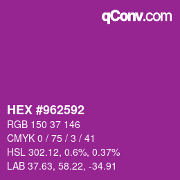 Color code: HEX #962592 | qconv.com