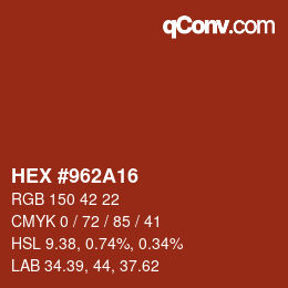 Color code: HEX #962A16 | qconv.com