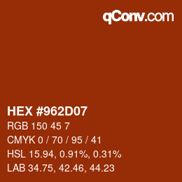 Color code: HEX #962D07 | qconv.com