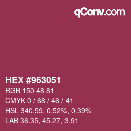 颜色代码: HEX #963051 | qconv.com