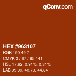 Color code: HEX #963107 | qconv.com