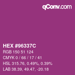 Color code: HEX #96337C | qconv.com